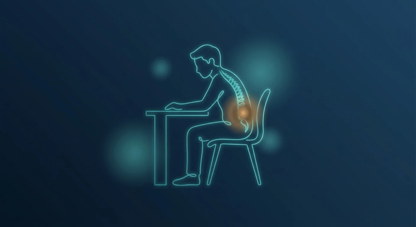 Young professional with back pain from desk job illustration